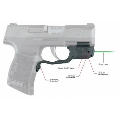 Crimson Trace LG422G Laserguard 5mW Green Laser with 532nM Wavelength & Black Finish for Sig P365