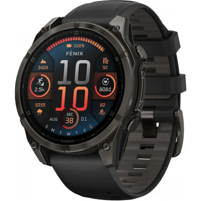 Спортивний годинник Garmin Fenix 8 47mm AMOLED Sapphire Carbon Gray DLC Titanium w. Black/Pebble Gray S. Band (010-02904-20/21)