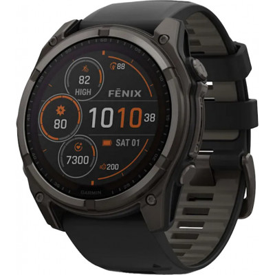 Спортивний годинник Garmin Fenix 8 47mm Solar Sapphire Carbon Gray DLC Titanium w. Black/Pebble Gray S. Band (010-02906-10/11)