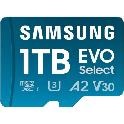 Карта пам'яті Samsung 1 TB microSDXC UHS-I U3 V30 A2 EVO Select + SD Adapter (MB-ME1T0SA)