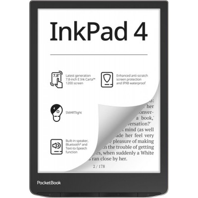 Електронна книга з підсвічуванням PocketBook 743G InkPad 4 Stundust Silver (PB743G-U-CIS, PB743G-U-WW)