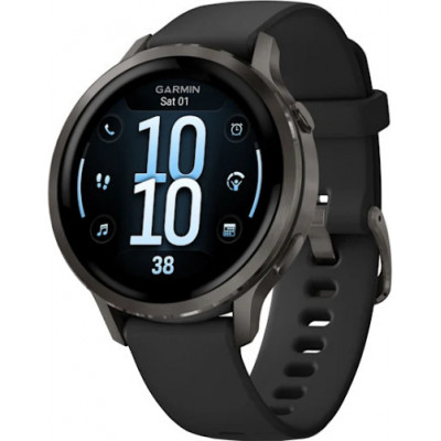 Смарт-годинник Garmin Venu 4 41 mm Slate with Black Silicone Band (010-03013-02)