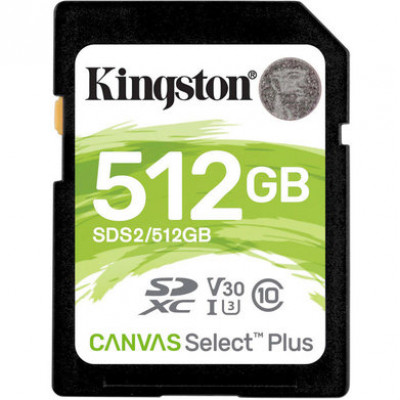 Карта пам'яті Kingston 512GB SDXC class 10 UHS-I U3 Canvas Select Plus (SDS2 / 512GB)