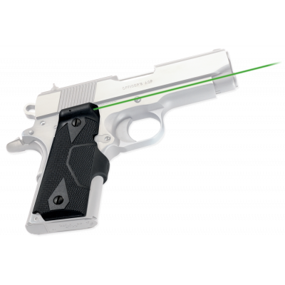 Crimson Trace LG404G Lasergrips 5mW Green Laser with 532nM Wavelength & 50 ft Range Black Finish for 1911 Officer, Defender