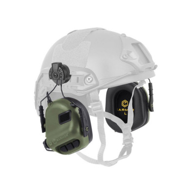 Активні тактичні навушники Earmor M31H для шоломів FAST та напрямних ARC Helmet Rails. Foliage Green. EM-M31H-GRN