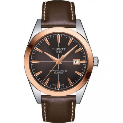 Чоловічий годинник Tissot Gentelman Powermatic 80 Silicium Solid 18K Gold Bezel T927.407.46.291.00 (T9274074629100)