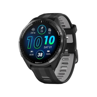 Garmin Forerunner 965 Carbon Gray Titanium Bezel w. Blk Case Blk/Powder Gray S. Band (010-02809-00/10/80)