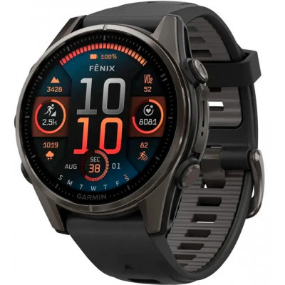 Garmin Fenix 8 43mm AMOLED Sapphire Carbon Gray DLC Tit. w. Black/Pebble Gray S. Band (010-02903-20/21/28)