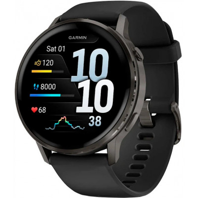 Смарт-годинник Garmin Venu 4 45 mm Slate with Black Silicone Band