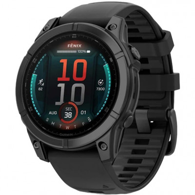 Смарт-годинник Garmin Fenix E 47mm AMOLED Slate Gray Steel with Black Silicone Band
