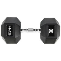 Гантель HMS Hex Pro з гумовим покриттям 1 x 30 кг