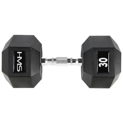 Гантель HMS Hex Pro з гумовим покриттям 1 x 30 кг