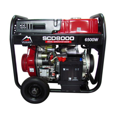 Генератор Vulkan SCD8000 дизель 1ф 6,5kW ел.старт, 18л, колеса (SCD8000)