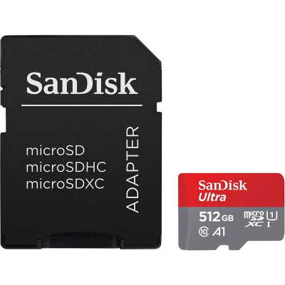 Карта пам'яті SanDisk 512 GB microSDXC UHS-I Ultra A1 + SD adapter SDSQUAC-512G-GN6MA