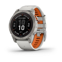 Смарт-годинник Garmin Fenix 7 Pro Sapphire Solar Titanium w. Fog Gray/Ember O. Band (010-02777-20/21)