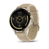 Смарт-годинник Garmin Venu 3S Soft Gold S. Steel Bezel w. French Gray Case and Leather Band (010-02785-55)