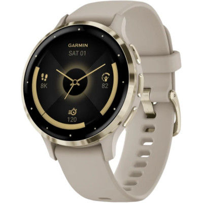 Смарт-годинник Garmin Venu 3S Soft Gold S. Steel Bezel w. French Gray Case and S. Band (010-02785-02)