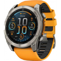 Спортивний годинник Garmin Fenix 8 51mm AMOLED Sapphire Titanium w. Spark Orange/Graphite Silicone Band (010-02905-10/11)