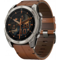 Спортивний годинник Garmin Fenix 8 51mm AMOLED Sapphire Carbon grey DLC w. Chestnut Leather Band (010-02905-40)