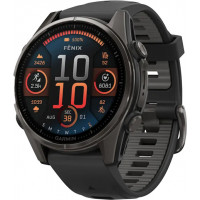 Спортивний годинник Garmin Fenix 8 43mm AMOLED Sapphire Carbon Gray DLC Tit. w. Black/Pebble Gray S. Band (010-02903-20/21)