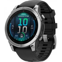 Спортивний годинник Garmin Fenix E 47mm AMOLED Stainless Steel with Black Silicone Band (010-03025-02/00)