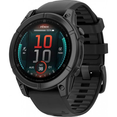 Спортивний годинник Garmin Fenix E 47mm AMOLED Slate Gray Steel with Black Silicone Band (010-03025-03/01)