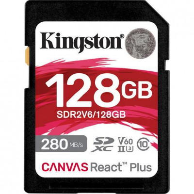 Карта пам'яті Kingston 128 GB SDXC Class 10 UHS-II U3 Canvas React Plus (SDR2V6/128GB)