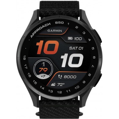 Смарт-годинник Garmin Approach S50 Slate Aluminum Bezel with Black ComfortFit Nylon Band (010-03010-00)