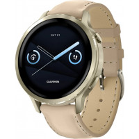 Смарт-годинник Garmin Venu 4 41 mm Lunar Gold with Light Sand Leather Band (010-03013-03)