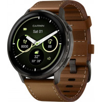 Смарт-годинник Garmin Venu 4 45 mm Slate with Brown Leather Band (010-03014-03)
