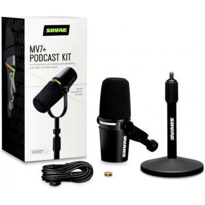 Мікрофон студійний, для ПК/ для стрімінгу, подкастів Shure MV7+-K-BNDL