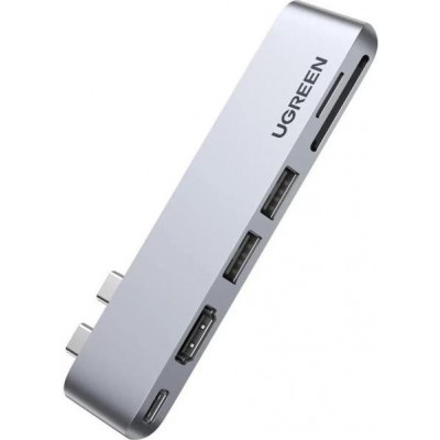 Док-станція для ноутбука UGREEN CM380 6-in-2 USB-C Hub Silver (80856)