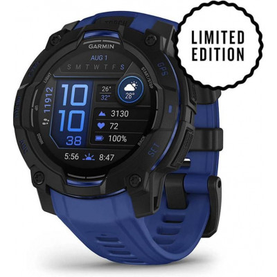 Смарт-годинник Garmin Instinct 3 45mm AMOLED Black with Blue Band (010-02936-03)