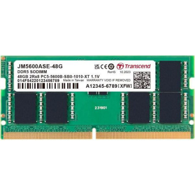 Пам'ять для ноутбуків Transcend 48 GB SO-DIMM DDR5 5600 MHz JetRam (JM5600ASE-48G) Пам'ять для ноутбуків Transcend 48 GB SO-DIMM DDR5 5600 MHz JetRam (JM5600ASE-48G)