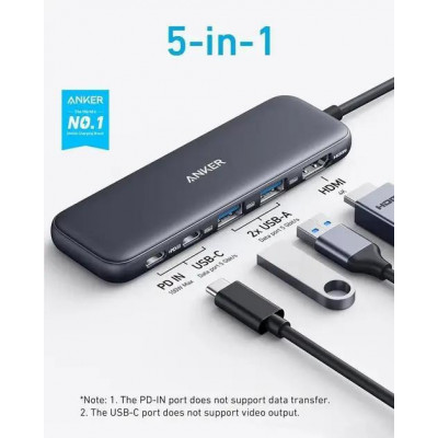 Мультипортовий адаптер Anker 332 USB-C Hub 5-in-1 Black (A8355011)