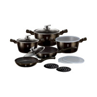 Набір посуду із 13 предметів Berlinger Haus Metallic Line Shiny Black Collection (BH-7032)