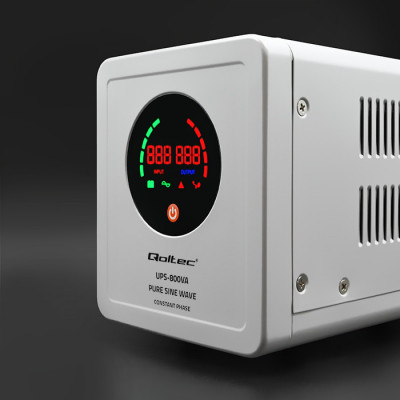 Джерело безперебійного живлення Qoltec Pure Sine Wave UPS 800VA 560W Gray 50718