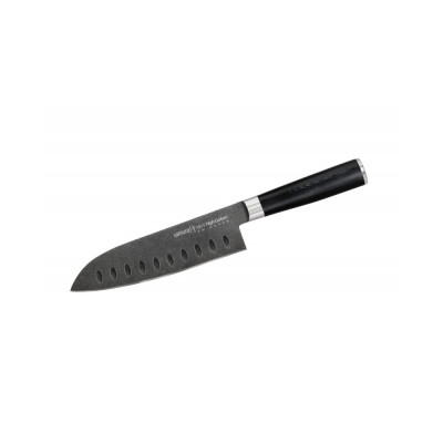 Ніж кухонний Сантоку з жолобчастою лінією леза, 180 мм, Samura "Mo-V Stonewash" (SM-0094B)