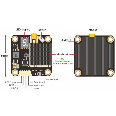 Відеопередавач AKK FX2 Dominator 5.8GHz 2000mW 30.5x30.5мм