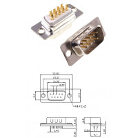50 шт - Конектори DB9 2u Gold RS232 COM-порт Male