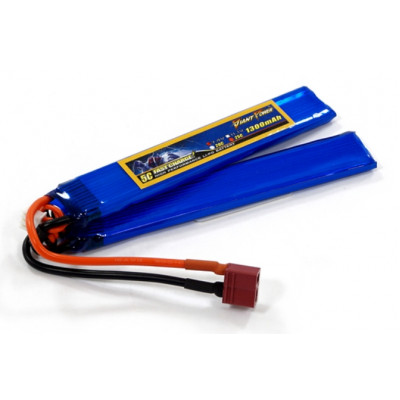 Аккумулятор для страйкбола Giant Power (Dinogy) Li-Pol 1300 мАч 7.4 В 130x21x6,5 мм T-Plug 25C
