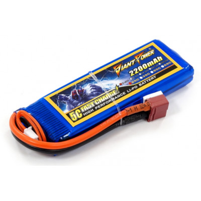 Аккумулятор для страйкбола Giant Power (Dinogy) Li-Pol 2200 мАч 7.4 В 102x33x16 мм T-Plug 25C