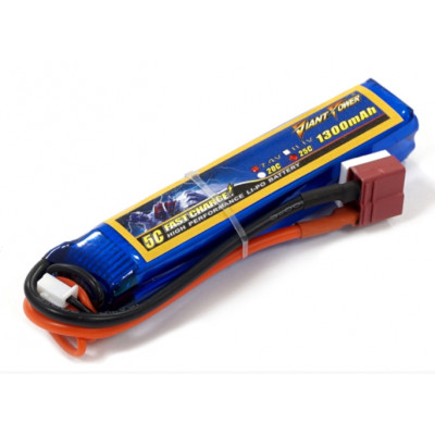 Аккумулятор для страйкбола Giant Power (Dinogy) Li-Pol 1300 мАч 7.4 В 95x18,5x17 мм T-Plug 25C