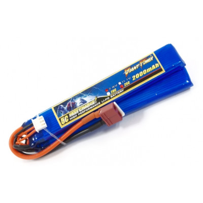 Аккумулятор для страйкбола Giant Power (Dinogy) Li-Pol 2000 мАч 7.4 В 126x21x10,5 мм T-Plug 25C