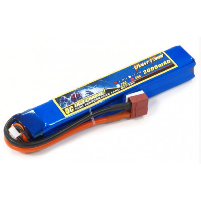 Аккумулятор для страйкбола Giant Power (Dinogy) Li-Pol 2000 мАч 7.4 В 126x21x20 мм T-Plug 25C