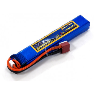 Аккумулятор для страйкбола Giant Power (Dinogy) Li-Pol 1300 мАч 11.1 В 130x21x18 мм T-Plug 25C