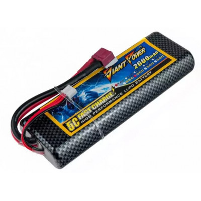 Акумулятор для радіокерованої машинки Giant Power (Dinogy) Li-Pol 2600 мАг 7.4 В Hardcase 138x46x25 мм T-Plug 35C