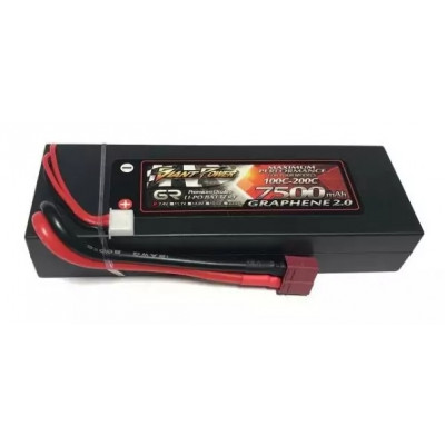 Акумулятор для радіокерованої машинки Giant Power (Dinogy) Li-Pol 7500 мАг 7.4 В Hardcase 139x46x25 мм T-Plug 100C
