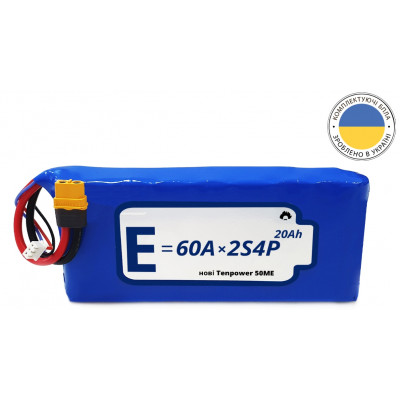Акумуляторна батарея 2S4P Energy Life 19400 мАч Tenpower 21700-50ME Li-Ion 12AWG XT60-F (001)
