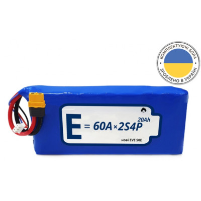 Аккумуляторная сборка 2S4P Energy Life 20000 мАч EVE 21700-EVE50E Li-Ion 12AWG XT60-F (002)